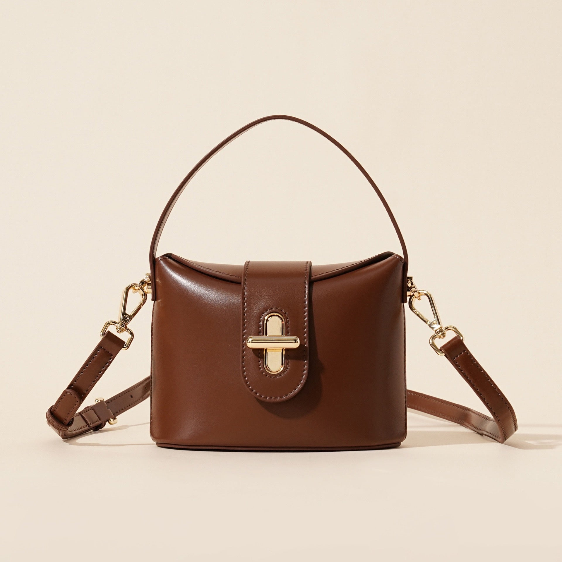 Women’s Genuine Leather Vintage Lock Top Handle Bag