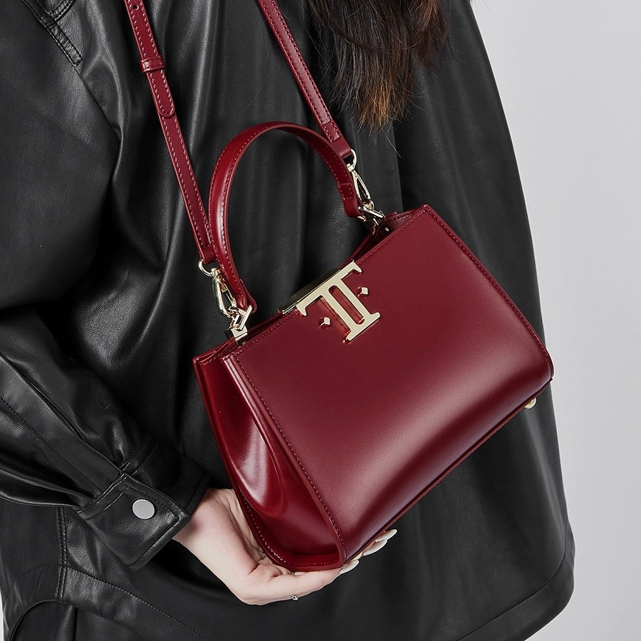 Women’s Genuine Leather Mini Commuter Tote – Dual Clasp Edition