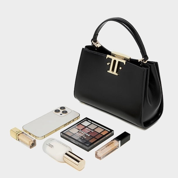 Women’s Genuine Leather Mini Commuter Tote – Dual Clasp Edition