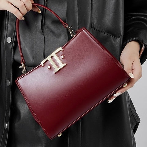 Women’s Genuine Leather Mini Commuter Tote – Dual Clasp Edition