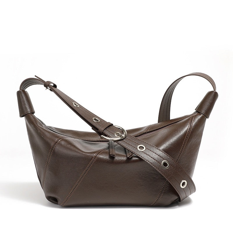 Luxury Women's Genuine Leather Croissant Crossbody Shoulder Dumpling Bag