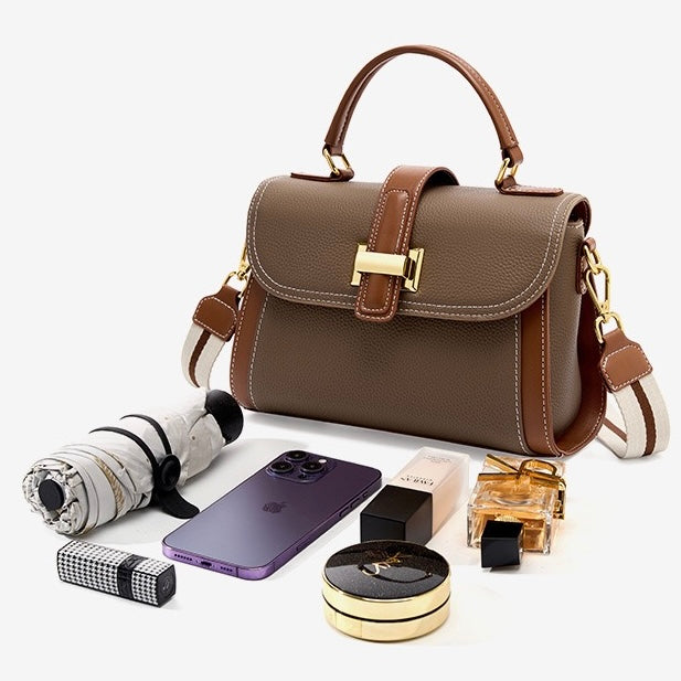 Women’s Luxe Minimalist Leather Structured Top Handle Crossbody Bag
