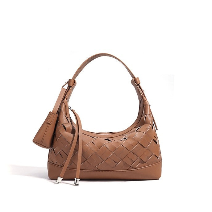 Women’s Genuine Leather Woven Dumpling Shoulder & Crossbody Bag