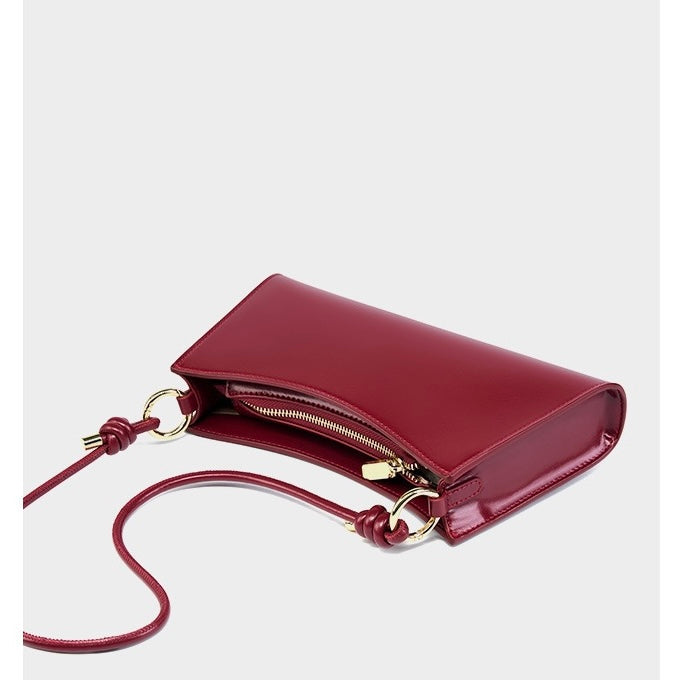 Women‘s Luxurious Genuine Leather Underarm Baguette Bag