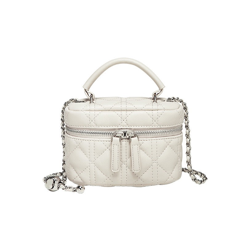 Exquisite Women's Genuine Leather Mini Bag with Gold Ball Chain