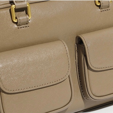 Vintage Women's Genuine Leather Bowling Bag Shoulder Bag