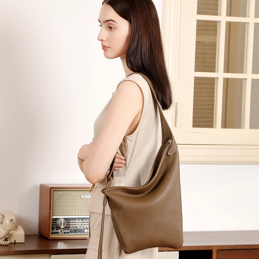 Minimalist Asymmetric Design Slouchy Horn Shaped Shoulder Crossbody Bag