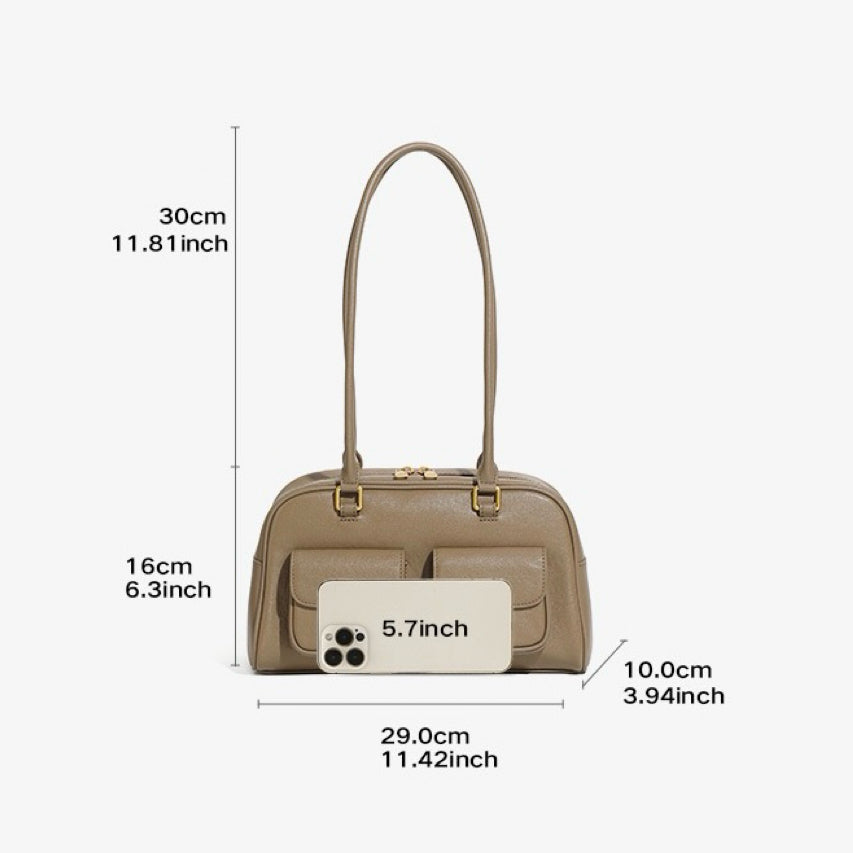 Vintage Women's Genuine Leather Bowling Bag Shoulder Bag