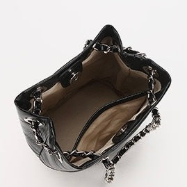 Women’s Genuine Leather Quilted Chain Bucket Bag