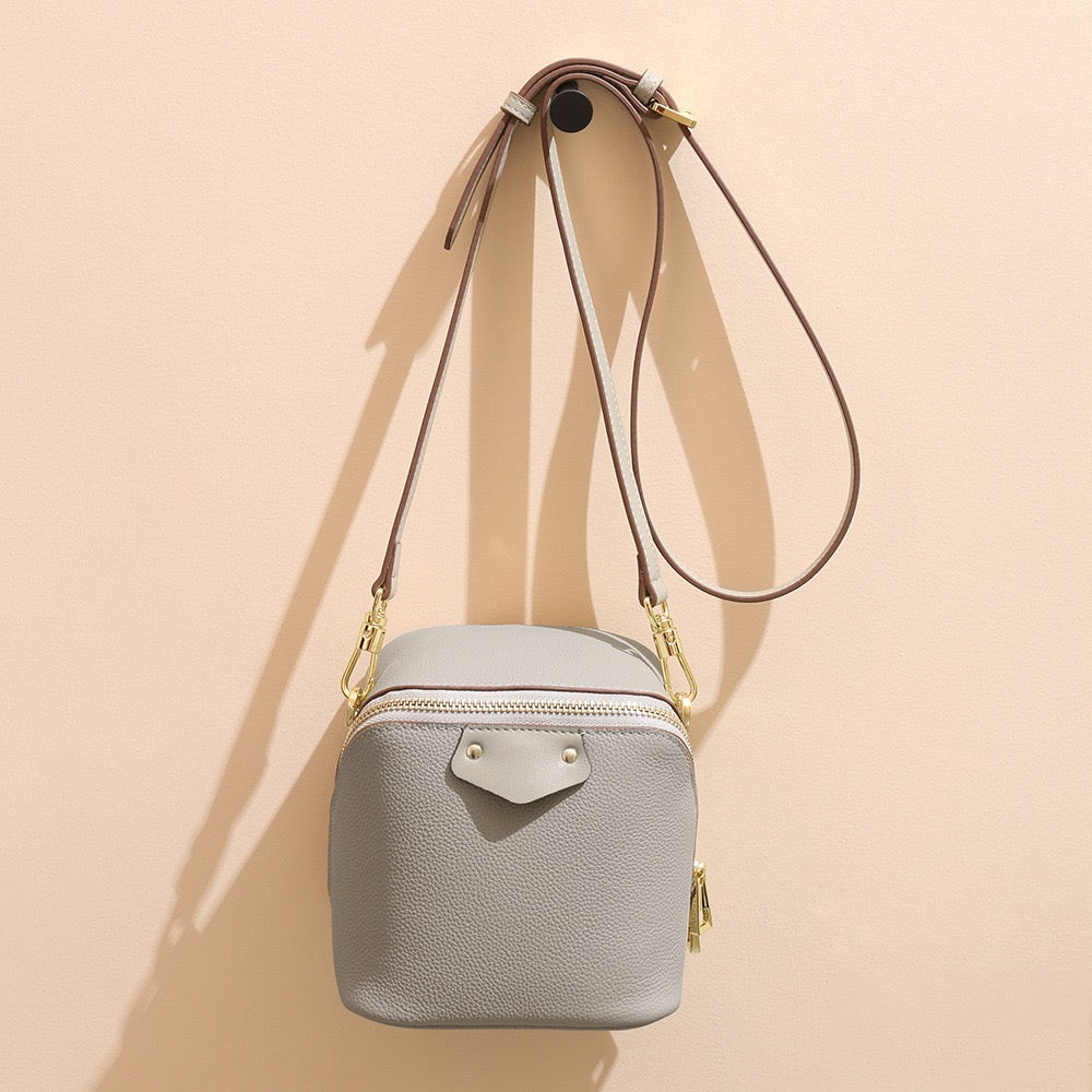 Women's Genuine Leather Square Elephant Bucket Bag