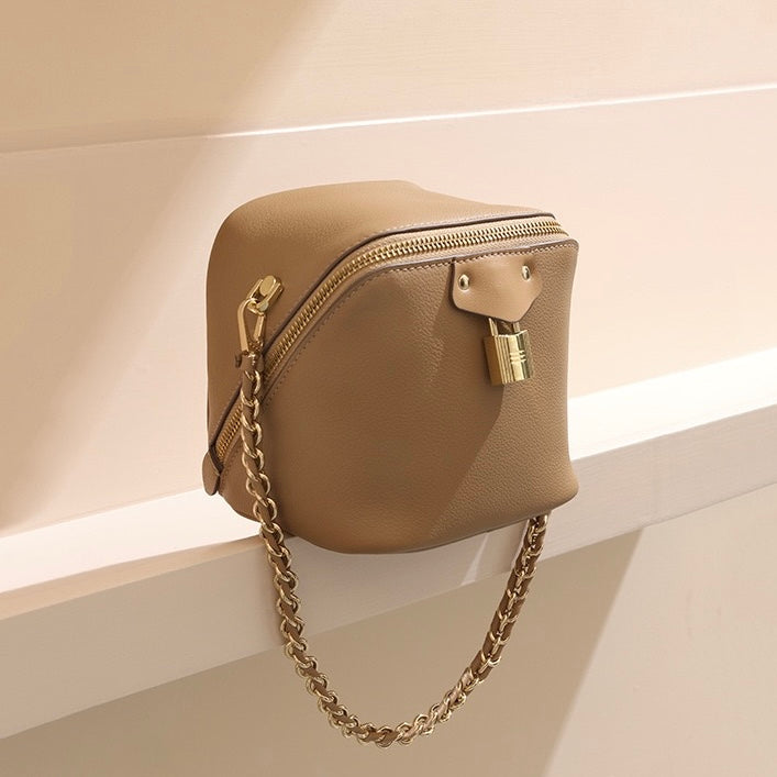 Women's Genuine Leather Square Elephant Bucket Bag