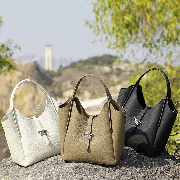Women’s Genuine Leather Commuter Top Handle Crossbody Shoulder Bag In Minimalist Style