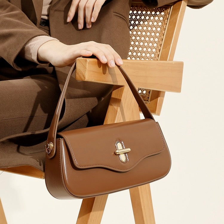 Women's Genuine Leather Shoulder Crossbody Baguette Bag