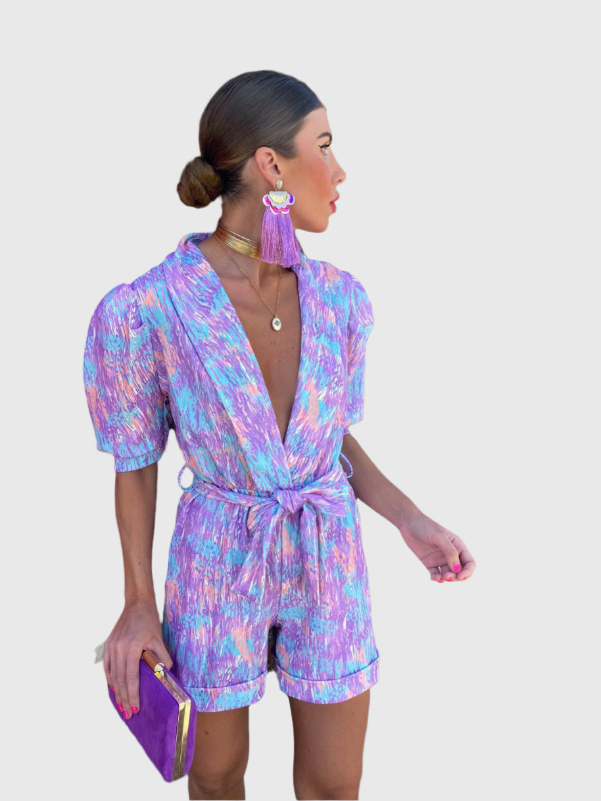 Sam – Abstract Belted Playsuit