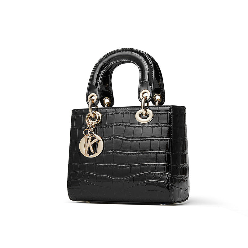 Women's Luxury Croc-Embossed Genuine Leather Top-Handle Bag