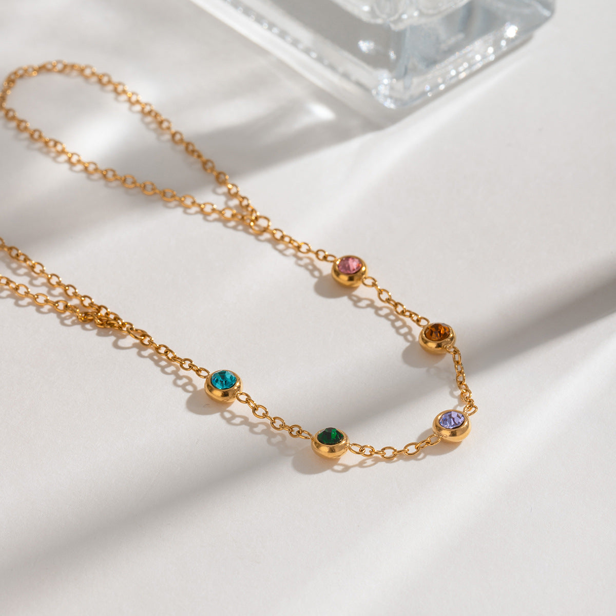 Minimalist Bracelet Inlaid with Colored Diamonds