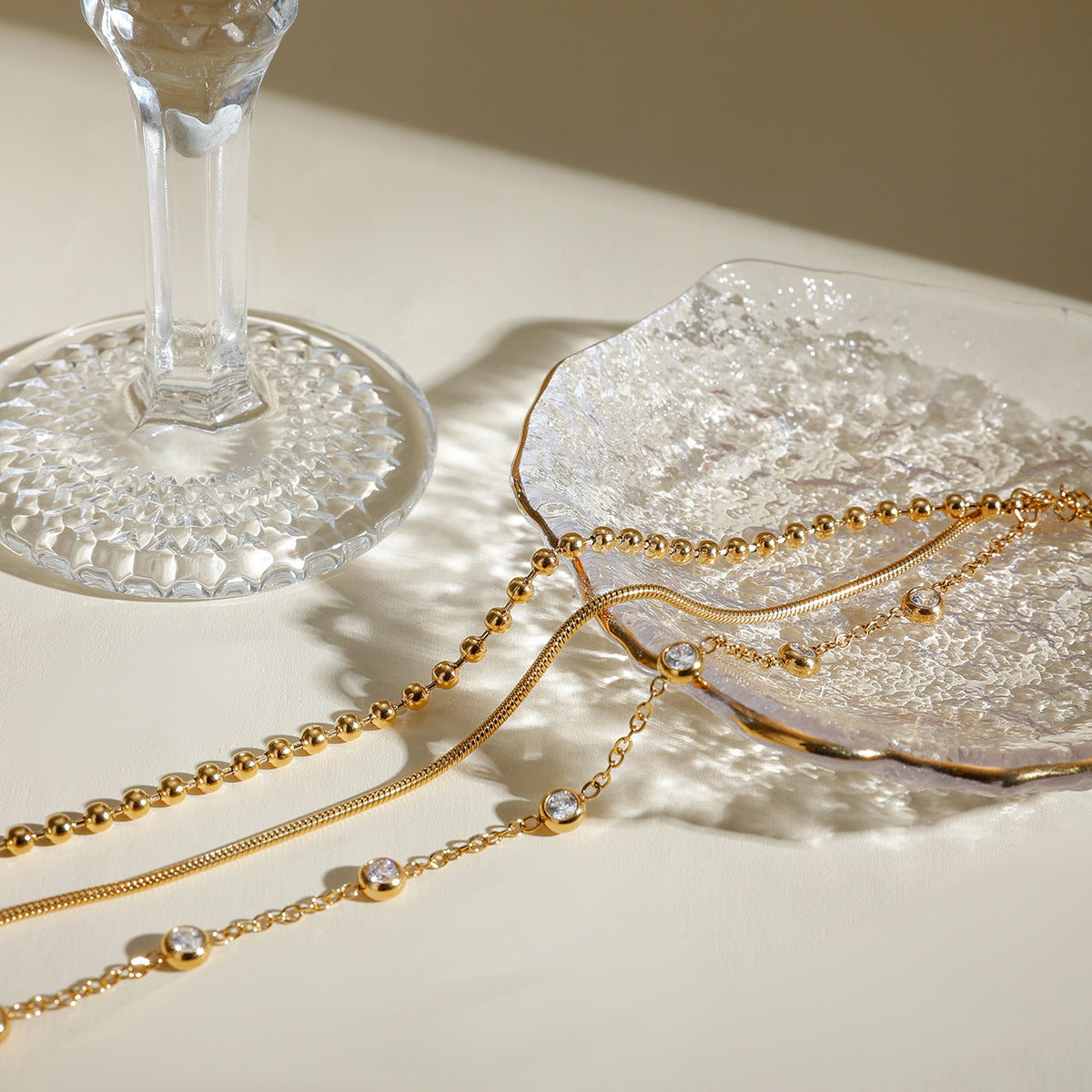 Multi-Layer Bracelet Adorned with Zircons