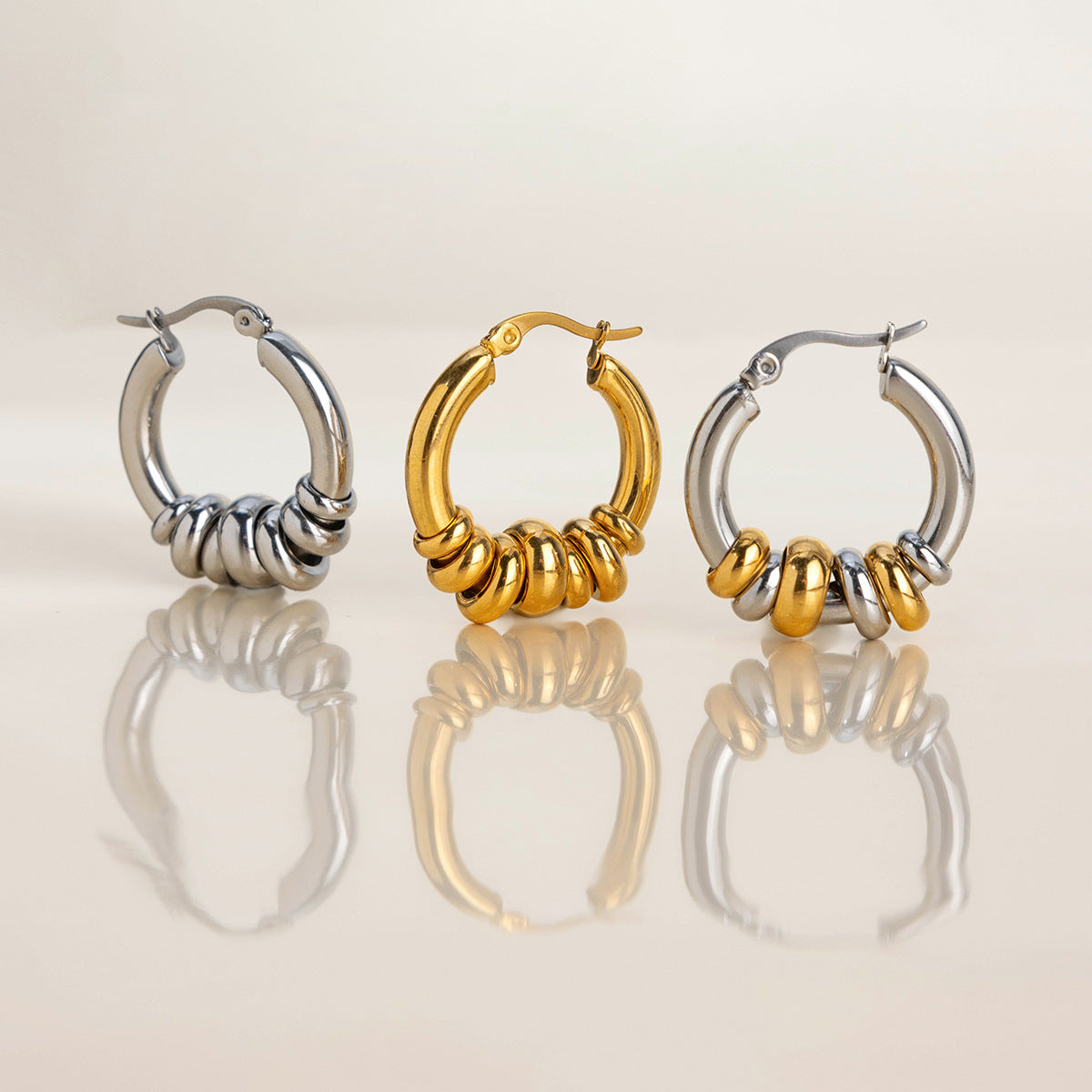 Geometric Interlocking Ring Earrings