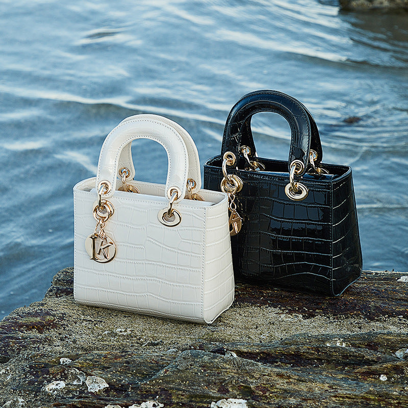 Women's Luxury Croc-Embossed Genuine Leather Top-Handle Bag