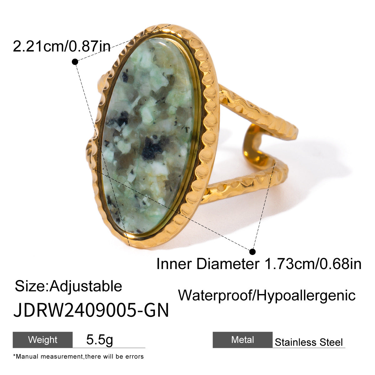 Luxury Oval Turquoise Tiger's Eye Ring (Adjustable)