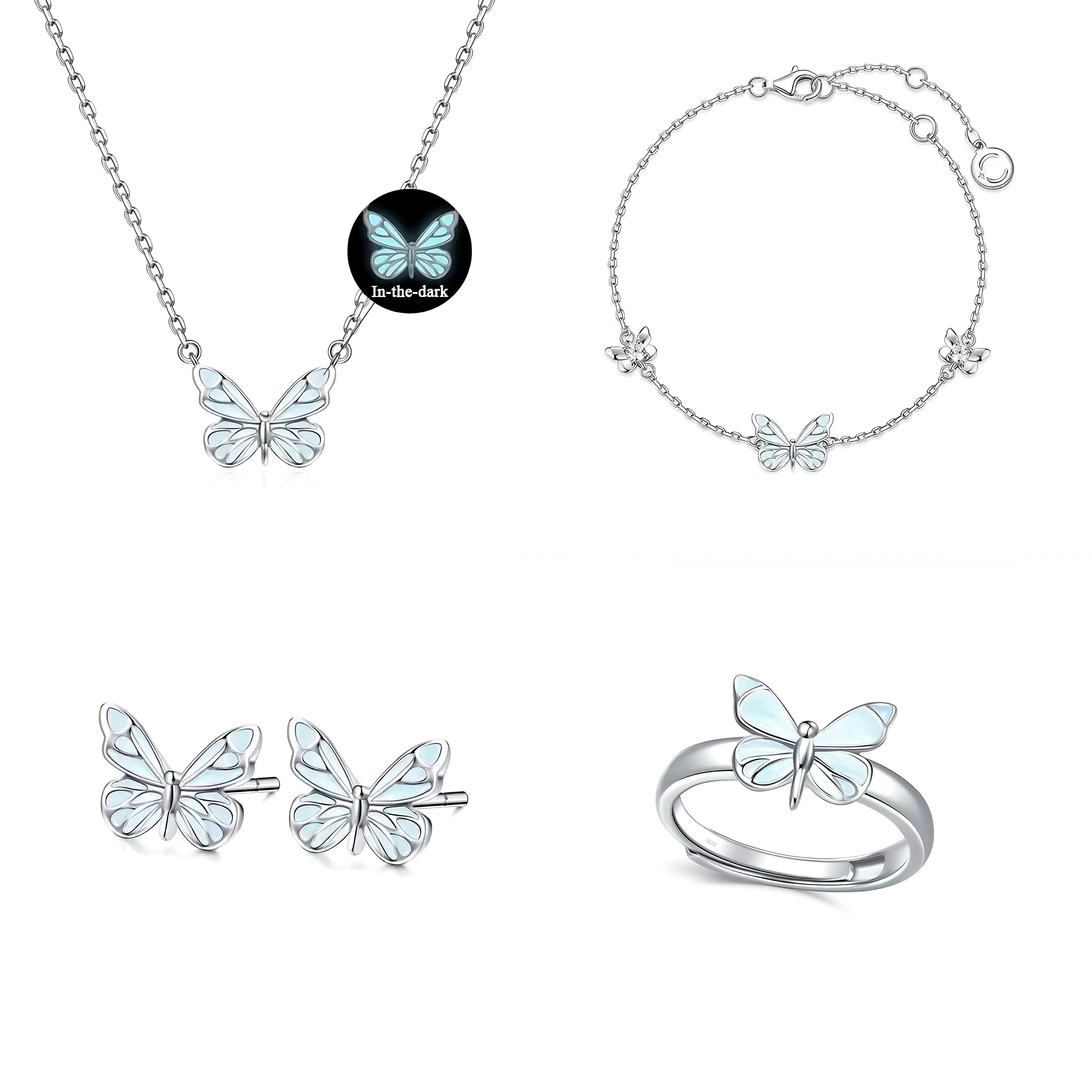 Luminous Dream Blue Butterfly Jewelry 4-in-1 Bundle