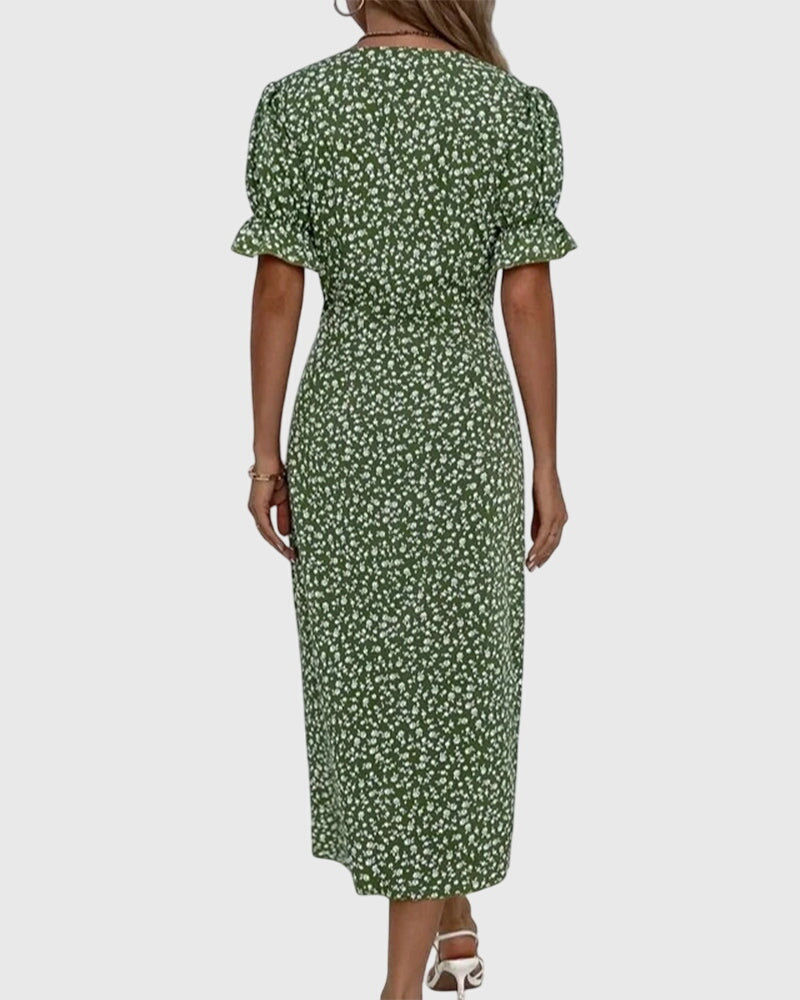 Barbara - Fresh Bloom V-Neck Dress