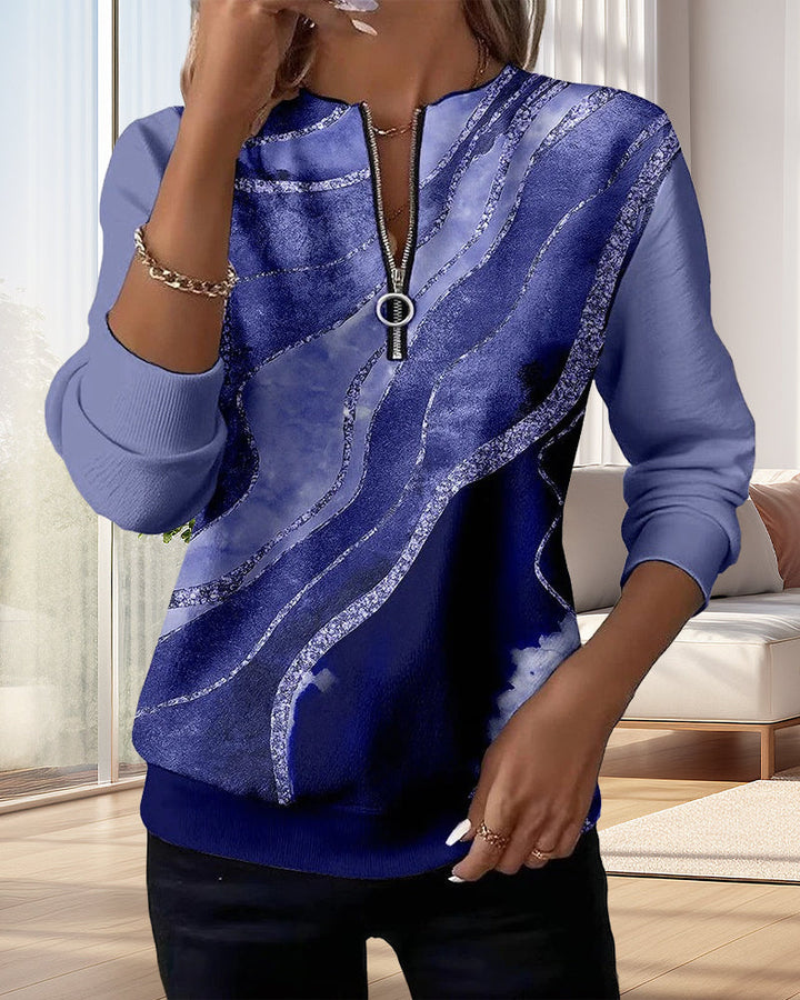 Mia - Half-Zip Sweatshirt with Vintage Print