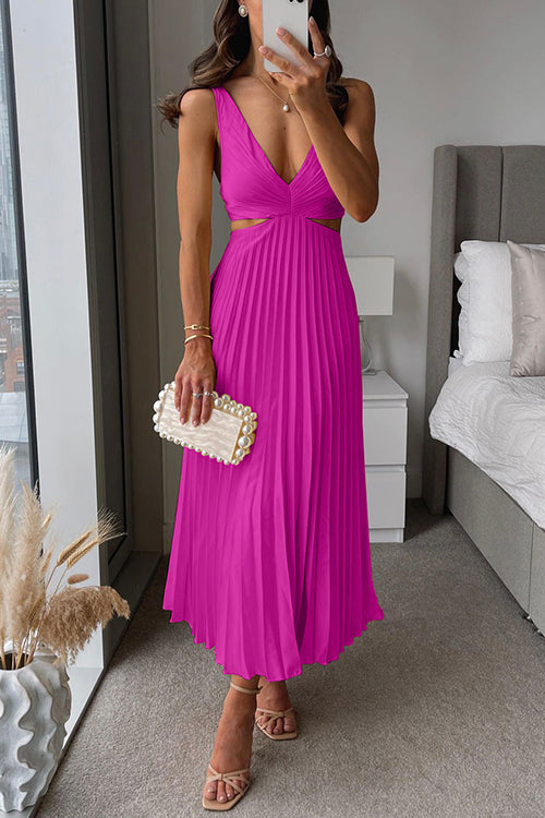 Judy - Elegant pleated evening midi dress for women