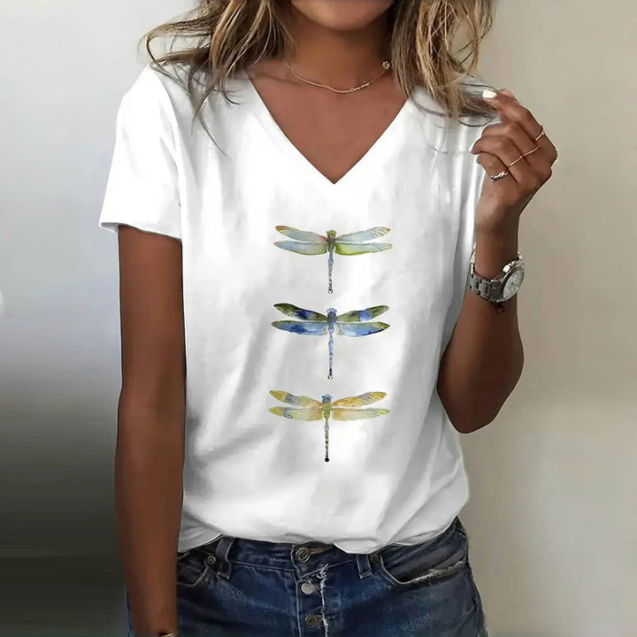Ruth - Casual T-Shirt With Dragonfly Print
