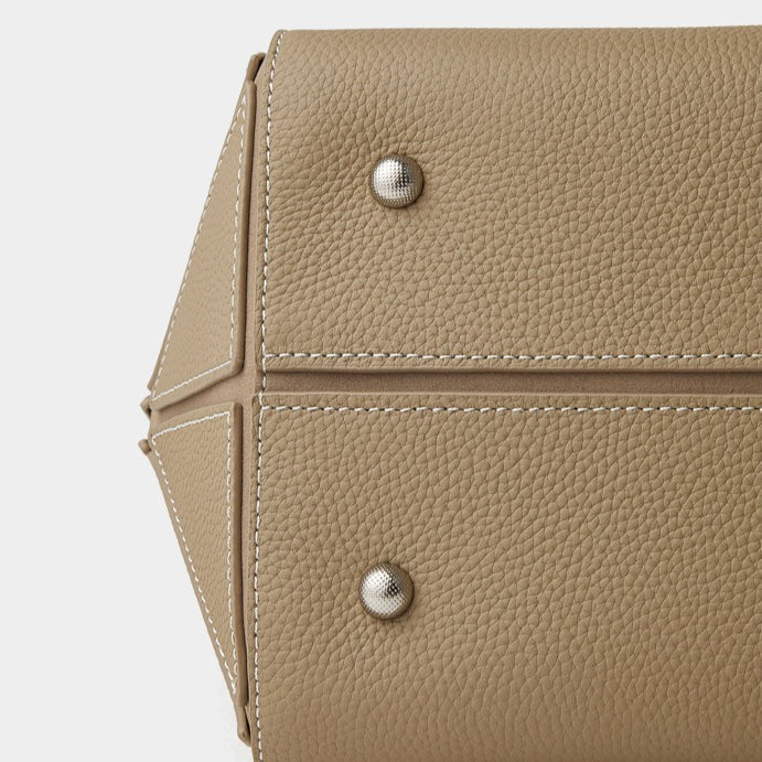 Women's Elegant Camel Textured Leather Shoulder Tote