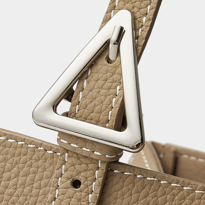 Women's Elegant Camel Textured Leather Shoulder Tote