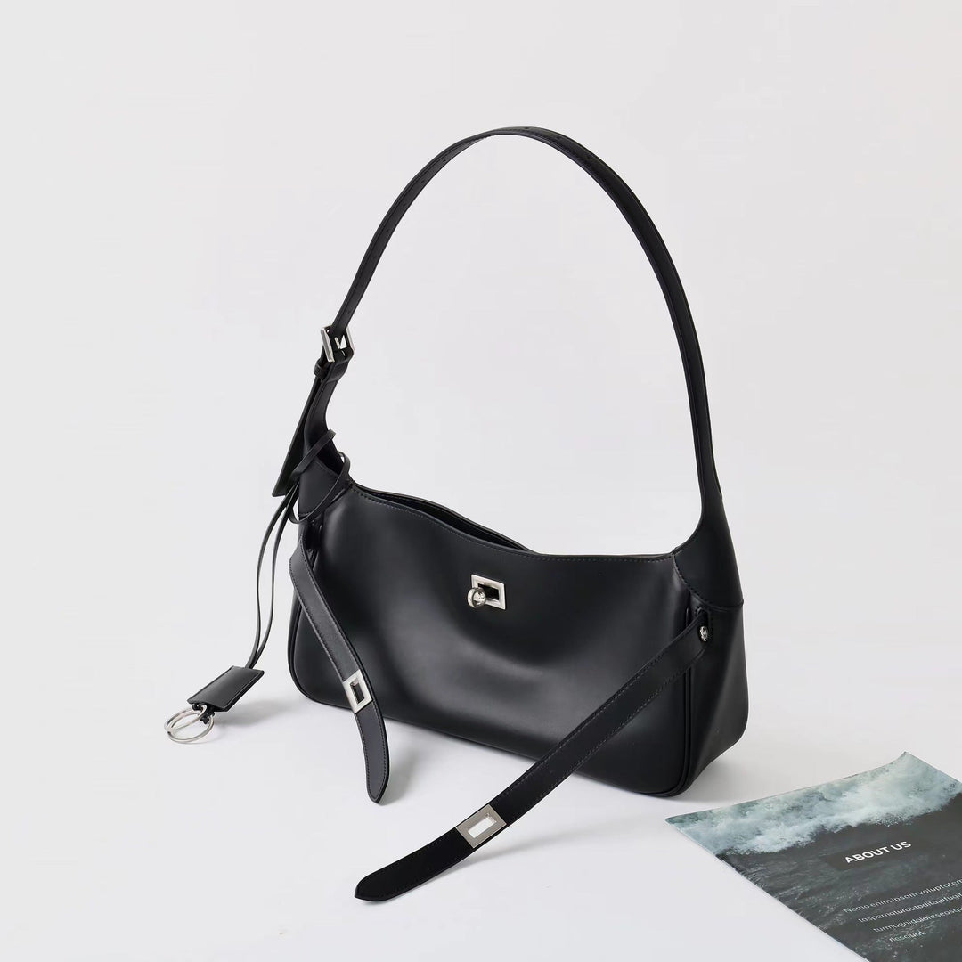 Women' Waxed Calfskin Vintage Crossbody Baguette Bag