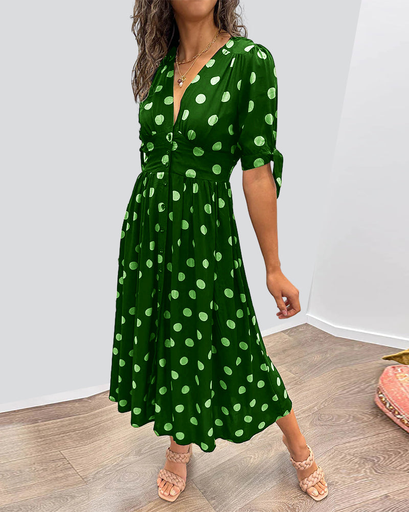 Nipa - Polka Dot V-Neck Dress