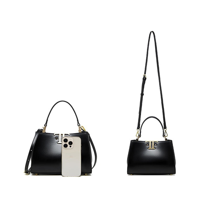 Women’s Genuine Leather Mini Commuter Tote – Dual Clasp Edition