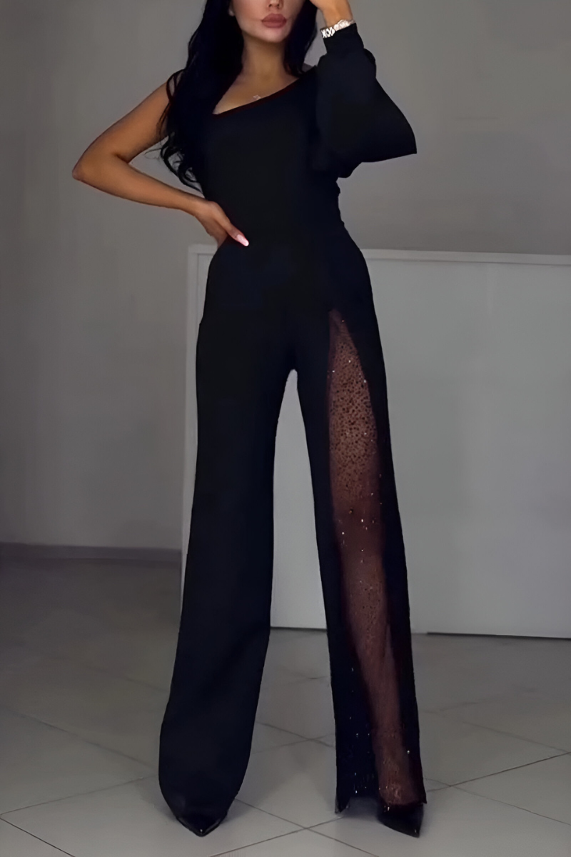 Artemis | Elegant One-Shoulder Jumpsuit with Glitter Detail