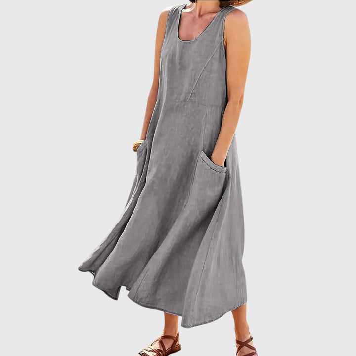 Shaun - Casual Sleeveless Dress with Pockets
