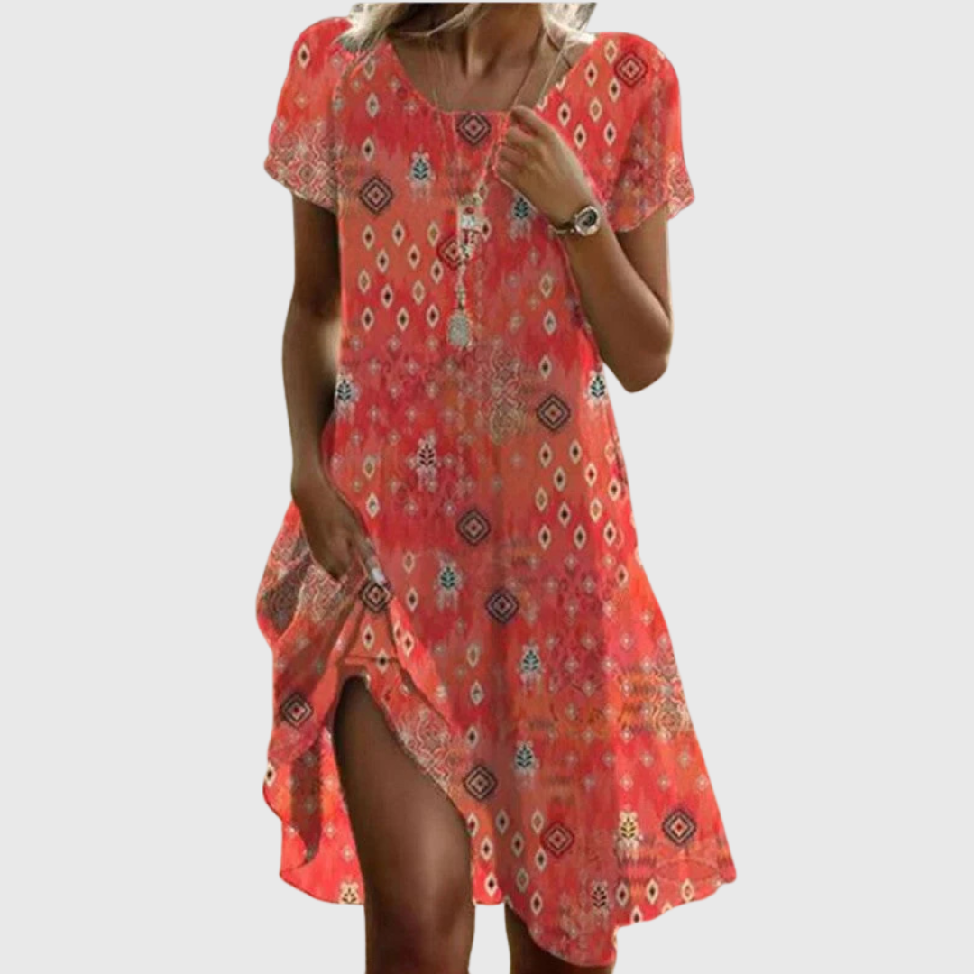 Katie - Short Sleeved Boho Dress