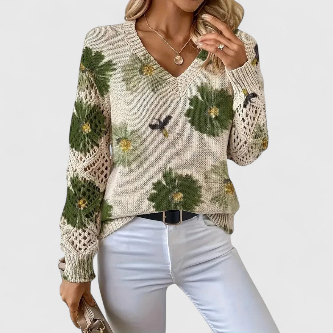 Annes - Elegant sweater with floral pattern