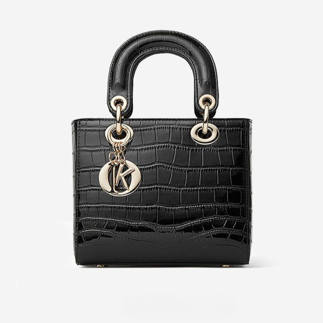 Women's Luxury Croc-Embossed Genuine Leather Top-Handle Bag