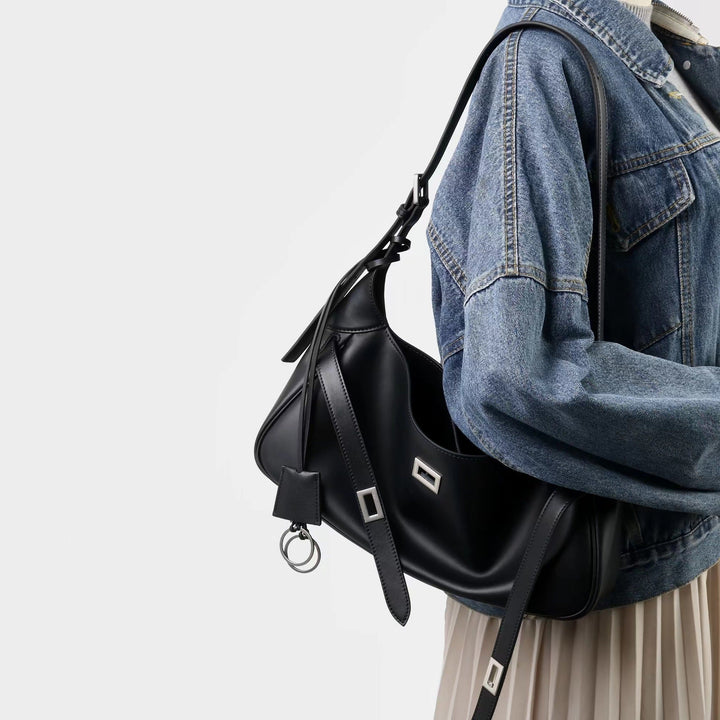 Women' Waxed Calfskin Vintage Crossbody Baguette Bag