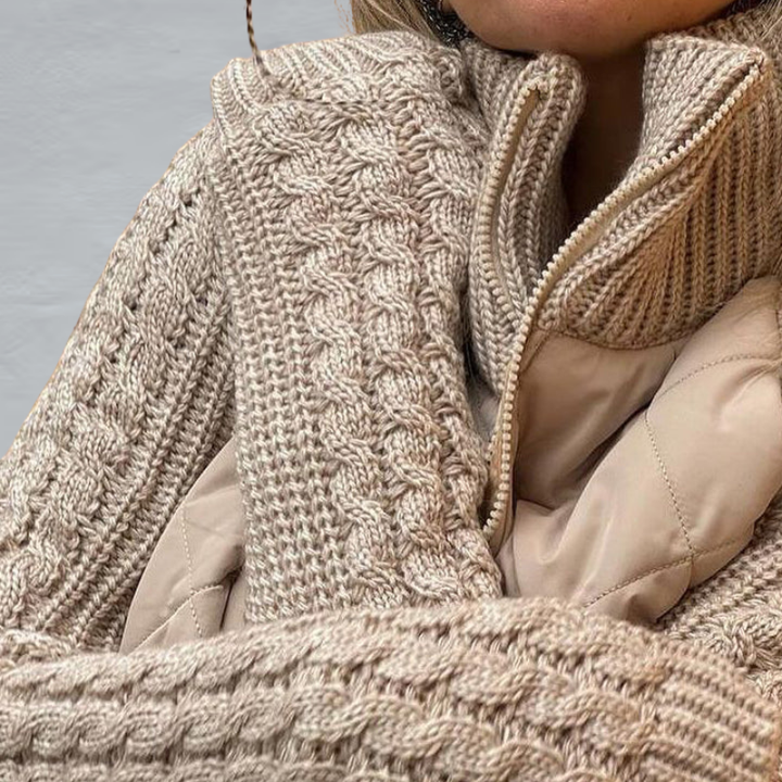 Emma | Knitted Women's Jacket with Zip | Quilted