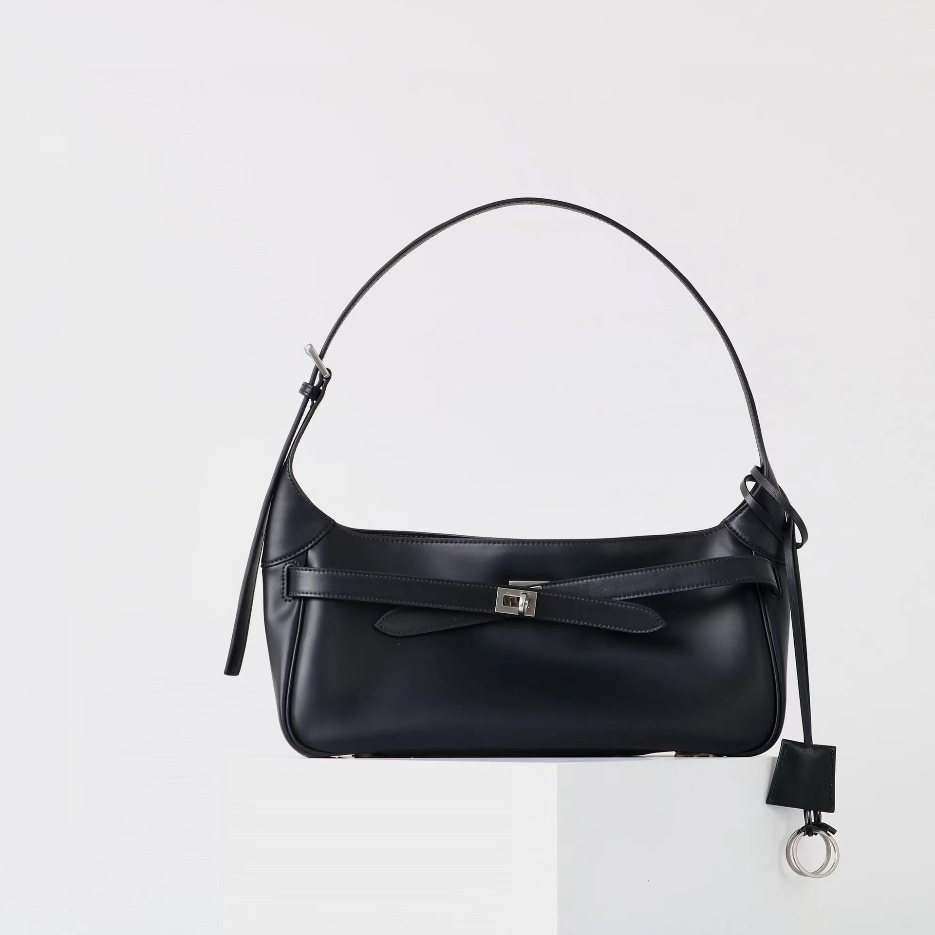Women' Waxed Calfskin Vintage Crossbody Baguette Bag