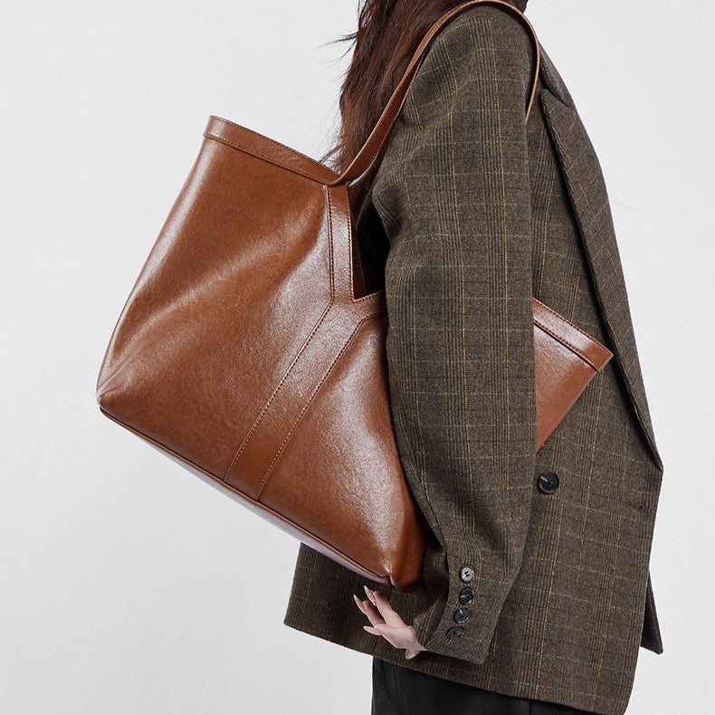 Korean Style Autumn Genuine Leather Tote Bag