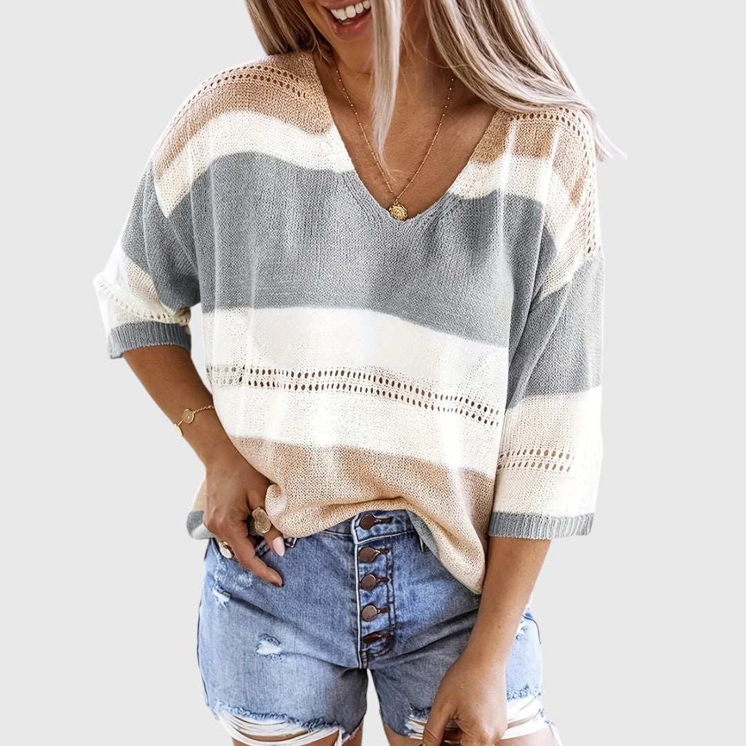 Ida - Striped V-Neck Sweater