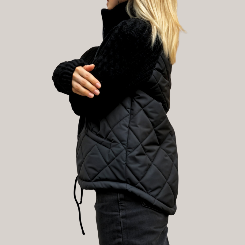 Emma | Knitted Women's Jacket with Zip | Quilted