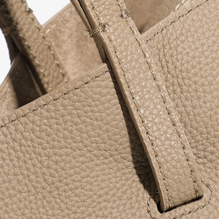 Elegant Genuine Pebbled Leather Tote Bag with Pouch