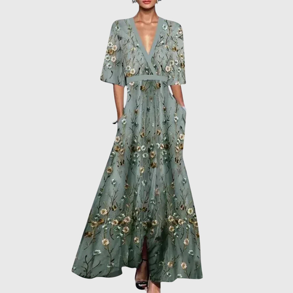 Beau - Elegant Maxi Dress with Floral Pattern