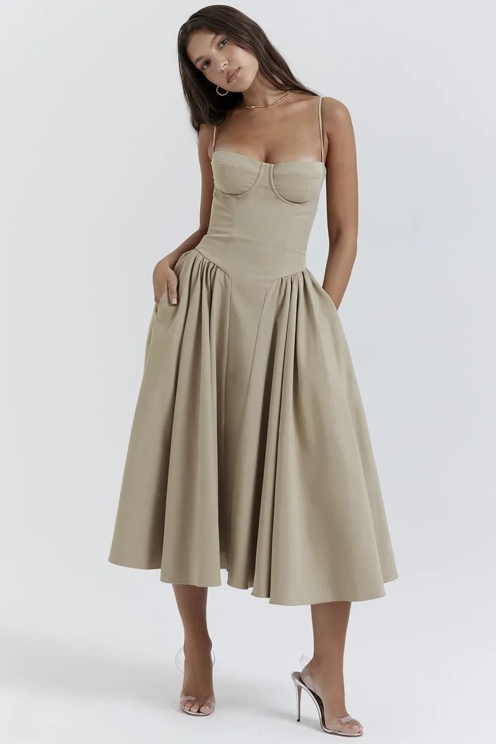 Joanne - Sophisticated sleeveless corset dress