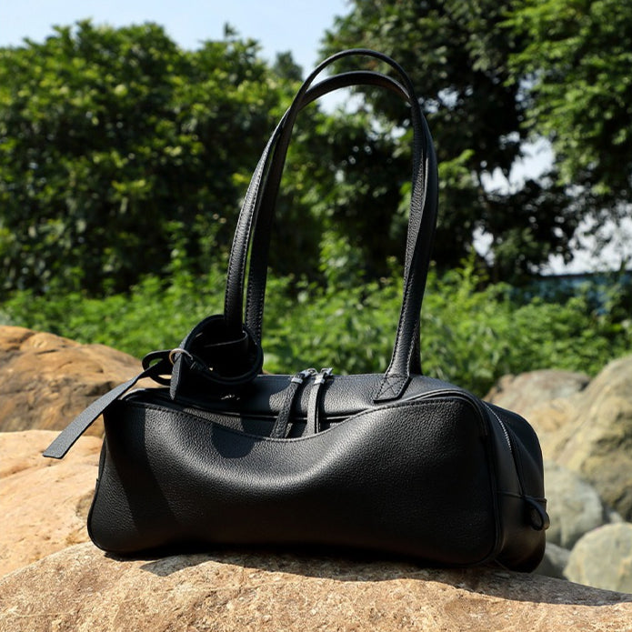 Women's Genuine Pebbled Leather Shoulder Handbag