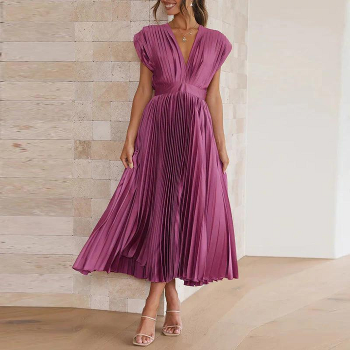 Kathleen - Ladies evening with V-neck midi dress